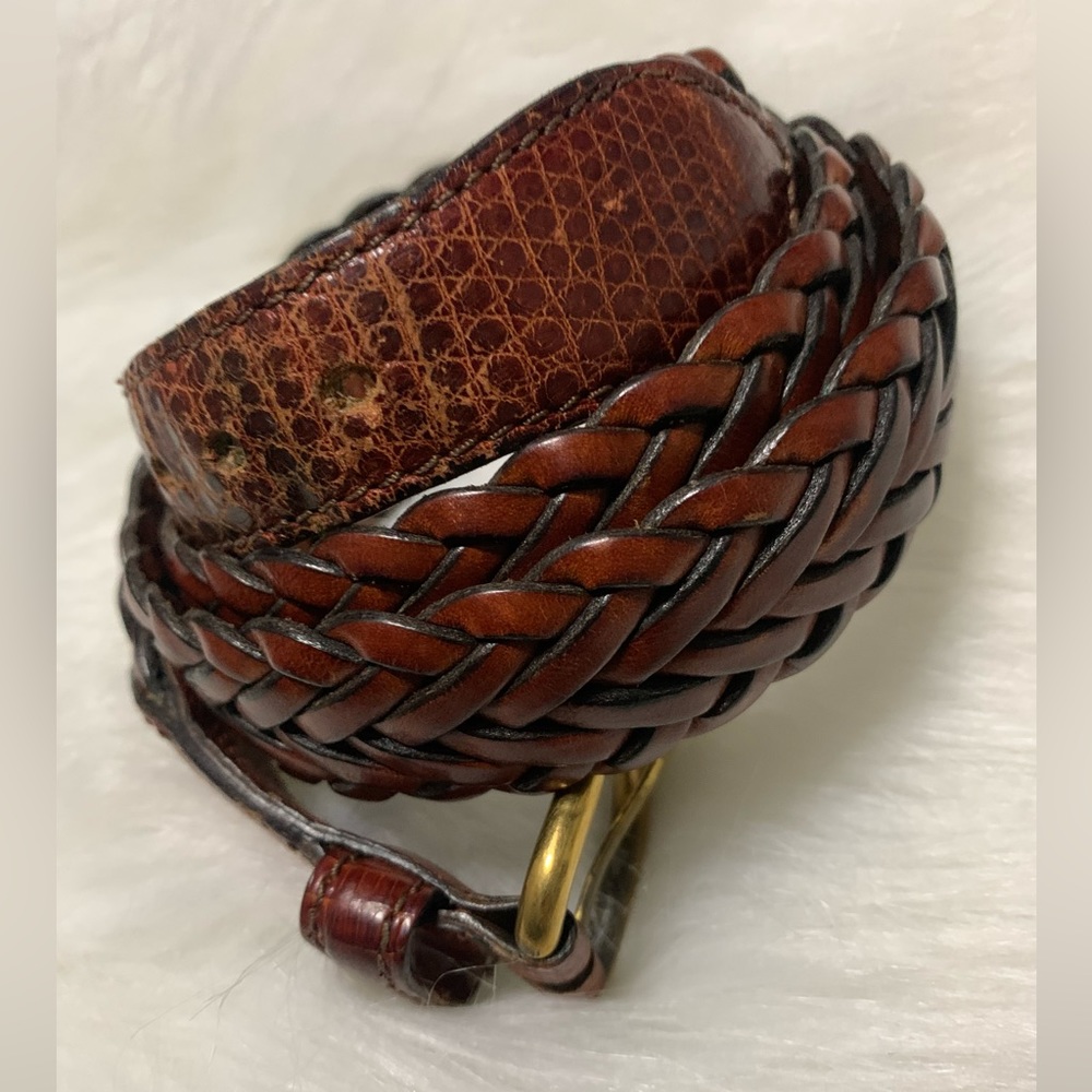 💥 Bullock & Jones Braided Leather/Lizard 💥Unisex Belt Sz 30/36 💥#BJ2